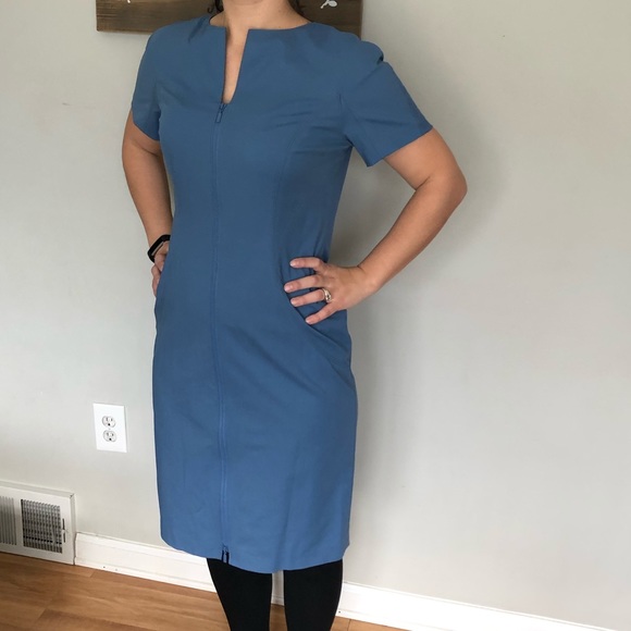 Lafayette Blue Front Zipper Dress - Picture 7 of 7